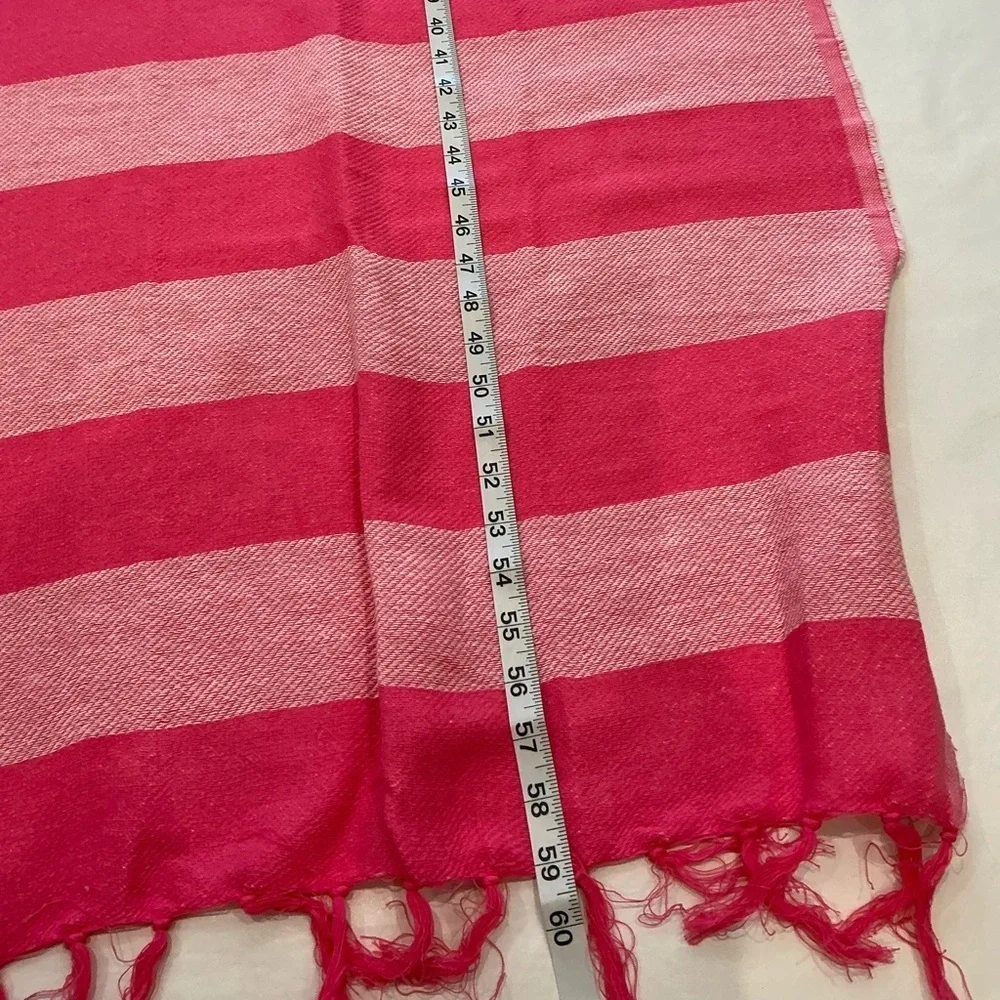 Victoria's Secret Fringe Striped Beach Blanket Throw in Pink